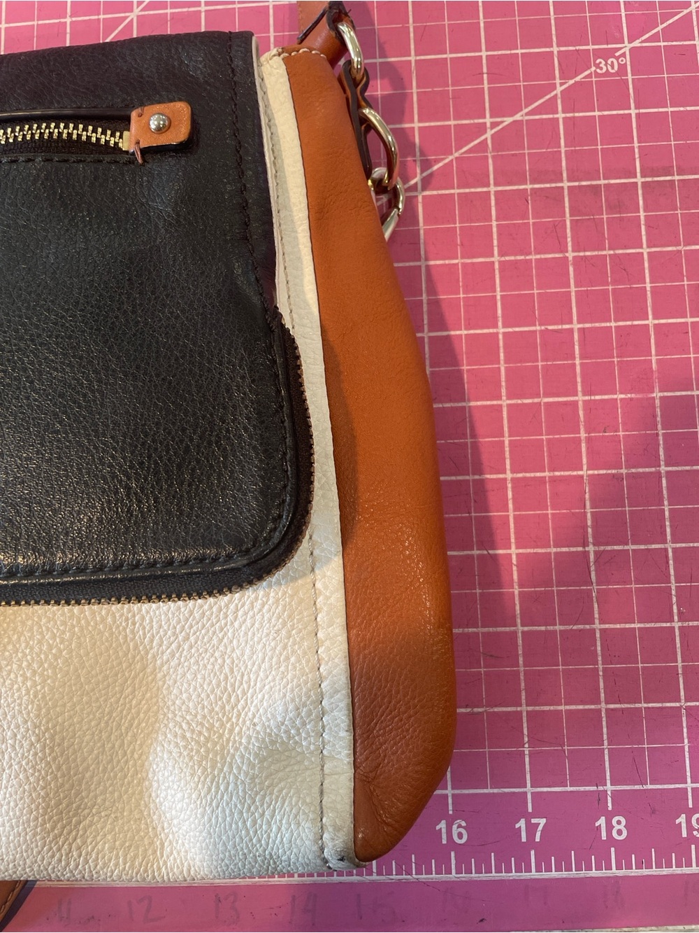 Kate Spade Colorblock Purse Crossbody Black White Brown Flap - Picture 14 of 16